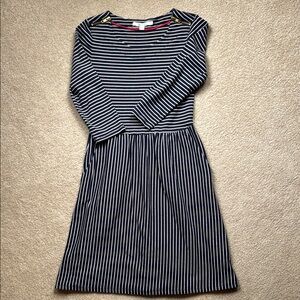 Boden Blue and White A-Line Dress with Raglan Sleeves